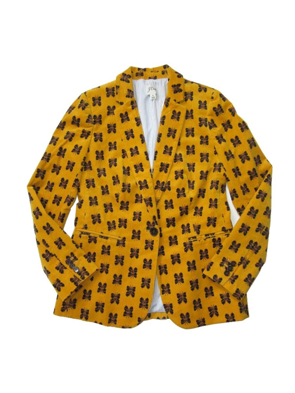 NWT J.Crew Parke Blazer in Yellow Navy Butterfly Corduroy Cotton Jacket 6